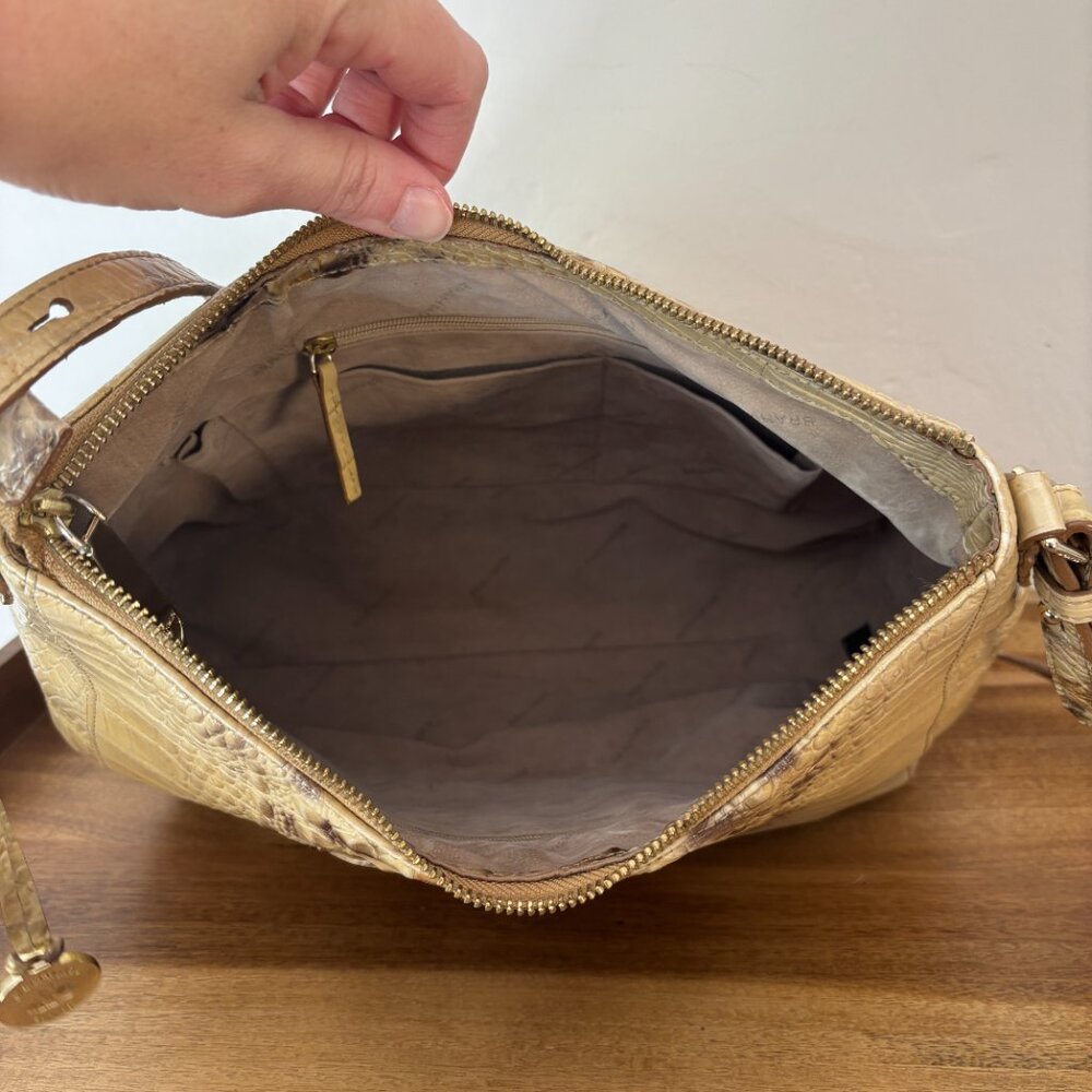 Brahmin Gold Melbourne Croc Embossed Leather Adjustable Shoulder Bag - Picture 10 of 10
